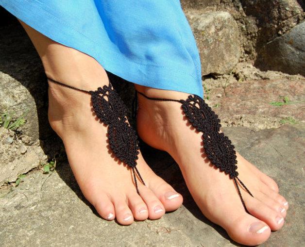 زفاف - Crochet Beach Barefoot Sandals, Wedding Accessory