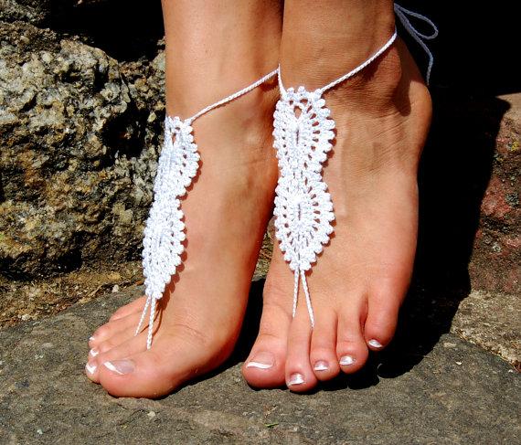 Свадьба - Crochet Barefoot Sandals, Beach Shoes, Wedding Accessories, Nude Shoes, Yoga socks, Foot Jewelry