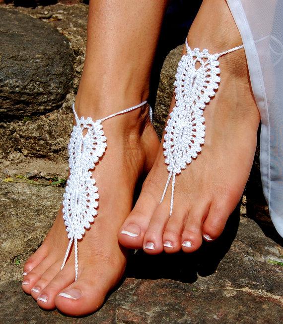 Wedding - Crochet Barefoot Sandals, Beach Shoes, Wedding Accessories, Nude Shoes, Yoga socks, Foot Jewelry