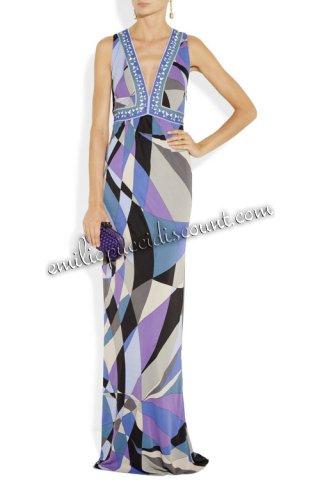 Wedding - Discount EMILIO PUCCI Purple Printed Jersey Gown