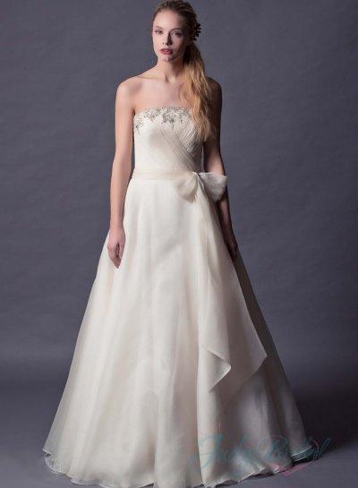 Wedding - JW15151 Strapless simple a line organza wedding dress 2015