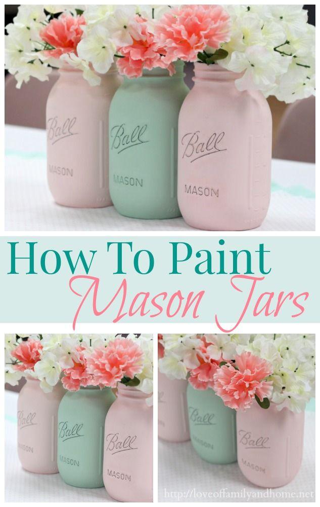زفاف - How To Paint Mason Jars