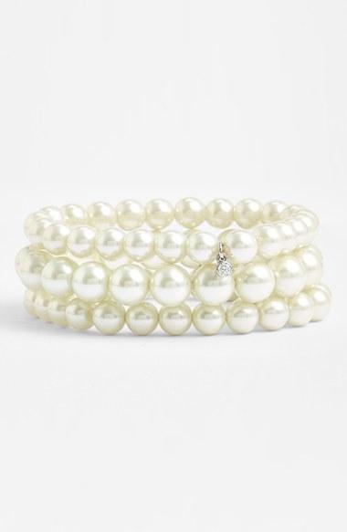 زفاف - Givenchy Glass Pearl Stretch Bracelets (Set of 3)