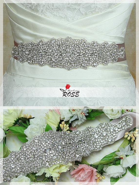 Hochzeit - Handmade Crystal Bridal Sash Rhinestone Wedding Belt Crystal Wedding Sash