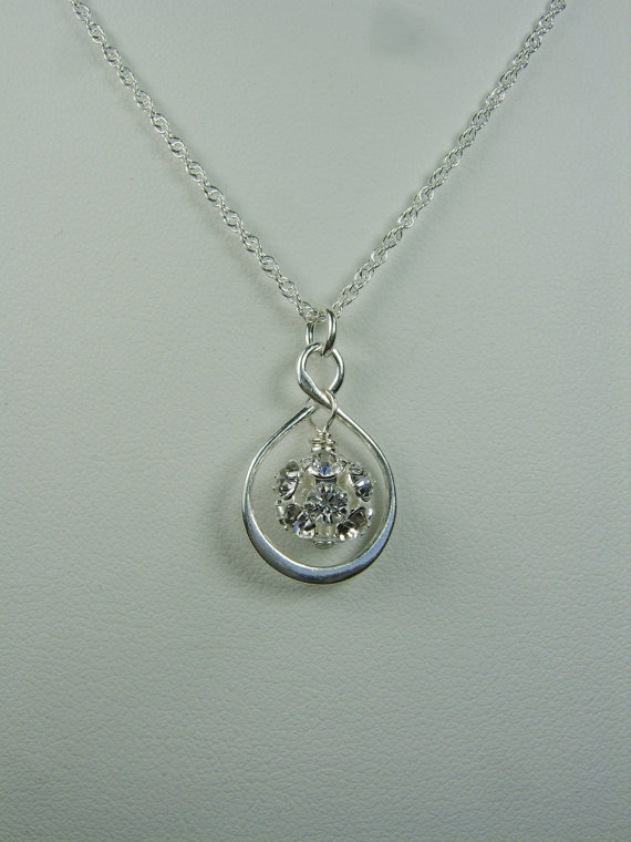 Mariage - Bridesmaid Necklace - Swarovski Crystal Ball Infinity Necklace Bridal Jewelry Bridesmaid Jewelry Gift