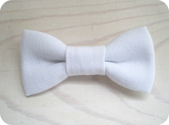 Mariage - Bowtie for Newborn, Infant/Toddler, Youth - White linen bow tie wedding christening birthday photo prop, father son sibling sets ring bearer