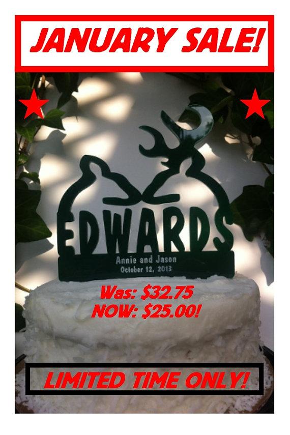 Mariage - The Personalized Engraved Doe and Buck Surname Wedding Cake Topper