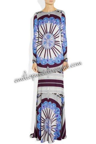 Mariage - EMILIO PUCCI Long Sleeves Printed Silk Maxi Dress
