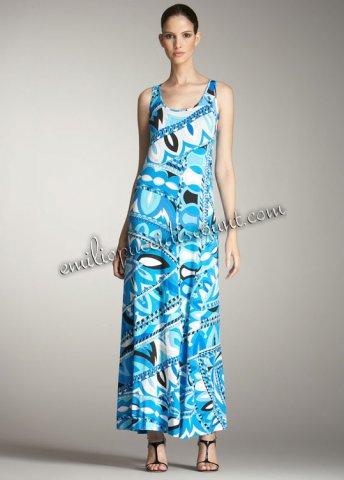 Wedding - EMILIO PUCCI Blue Print Tank Maxi Dress On Sale