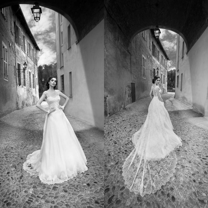 زفاف - Alessandra Rinaudo Wedding Dresses 2015 A Line V Neck Sweep Length Chapel Train Open Back Lace Applique Sheer Neck Bridal Ball Gowns Custom Online with $153.09/Piece on Hjklp88's Store 