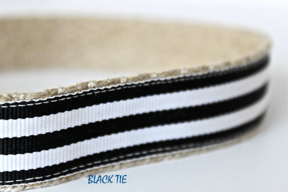 زفاف - Black Stripe Dog Collar / Tuxedo Dog Collar / Black and White Collar / Stripe Ribbon Dog Collar / Adjustable Dog Collar / Black Tie