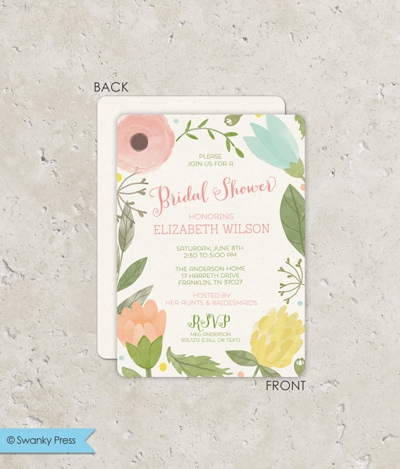 زفاف - Watercolor garden Bridal Shower Invitation