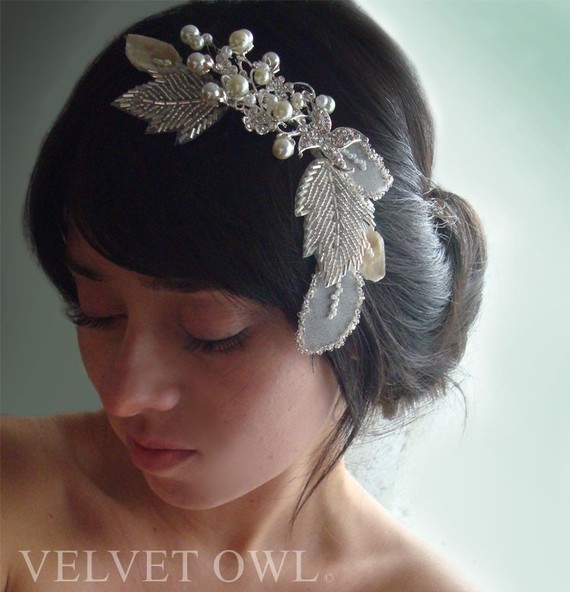 Mariage - Bridal hair comb or clip fascinator bridal bling crystals pearls hand beaded spring bride sale - KIARRA