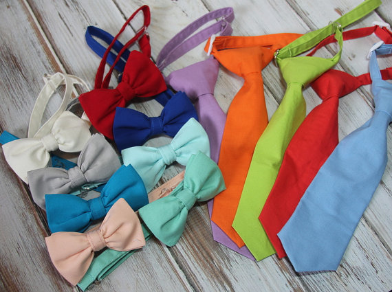 Wedding - Solid Color Neck Tie or Bow Tie - Any solid color in my shop (BowTie) for Baby, Infants, Toddlers, Youth, Boys, Men