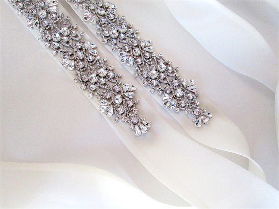 Hochzeit - Bridal crystal belt sash, Beaded Crystal Rhinestone Sash, Wedding Sash, Sparkly bridal belt sash, Wedding belt, Rhinestone beaded belt