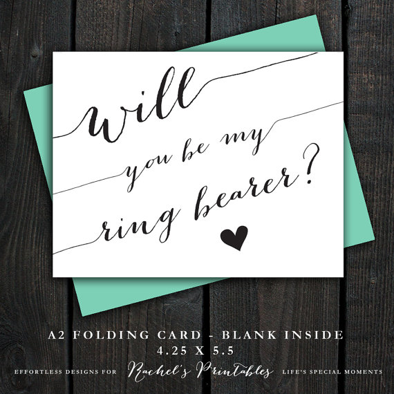 Wedding - Will You Be My Ring bearer Card Printable "Will You Be My Ring bearer?" Ask Ring bearer Proposal Bridal Party Cards