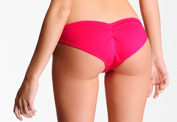 Hochzeit - Cheeky Lingerie Bikini- Scrunch Bottom Panty- Raspberry Pink -New