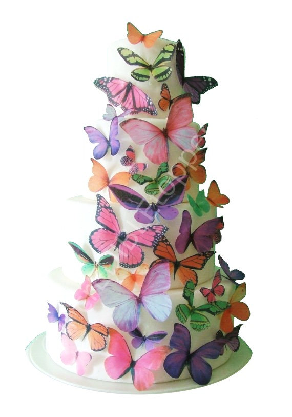 Wedding - Wedding Cake Topper - THE KAITLYN Edible Butterflies -  Butterfly Cake Decorations, Cake Decorating, Cake Decorations