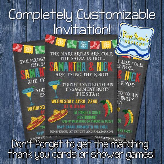 زفاف - Printable Couples Shower Fiesta Invitations / Fiesta Engagement Party Invitations