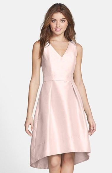 Wedding - Alfred Sung Satin High/Low Fit & Flare Dress (Online Only)
