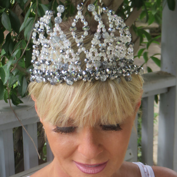 Wedding - Princess Crown - Bridal Headpiece - Bridal Hair Accessories  -  Princess Tiara - Wedding Crown - Flower Girl Wedding - Bridal Accessoriesl