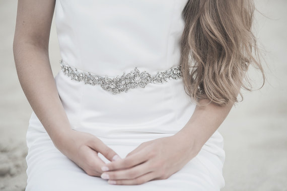 Свадьба - Vintage Inspired Crystal sash, Floral rhinestone Belt, Wedding Dress Belt