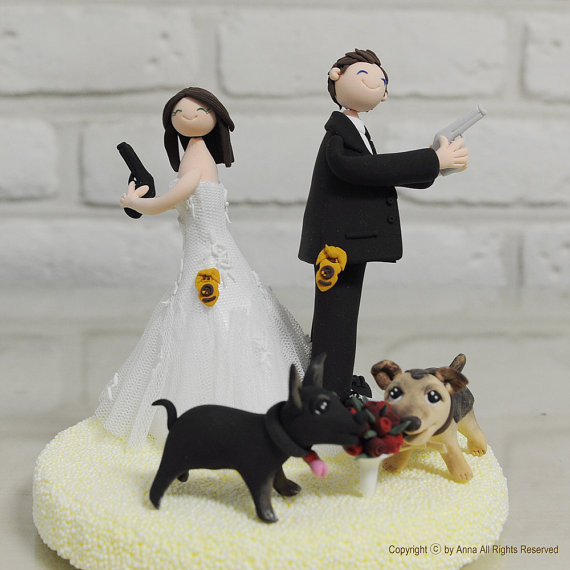 Wedding - Police, Agent, Law inforcement custom wedding cake topper gift decoration