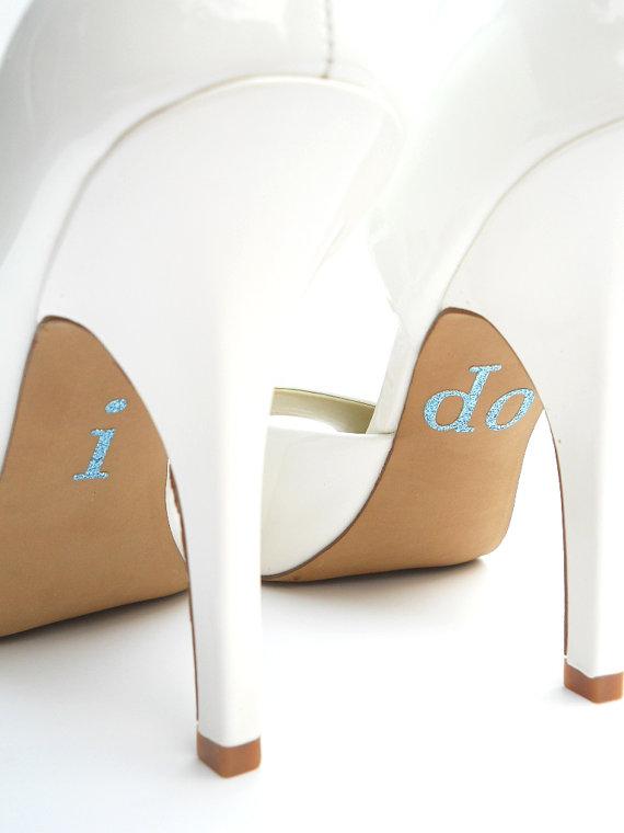 Mariage - Blue I DO Shoe Stickers in Blue Glitter  Something Blue for Your shoe