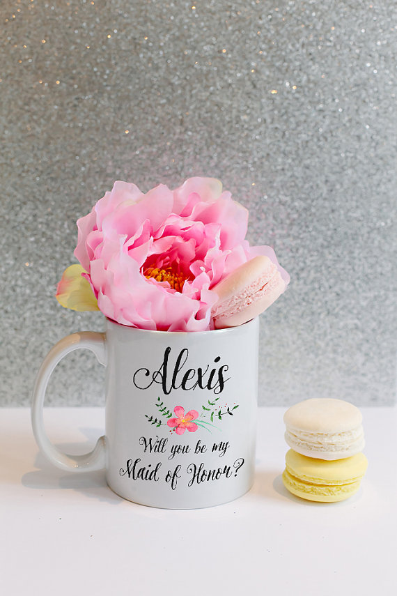 Wedding - Maid of Honor Mug, Will You Be My Maid of Honor, Custom Coffee Mug, Custom Bridesmaid Gifts, Bridesmaids, Maid of Honor, Gift, Mug