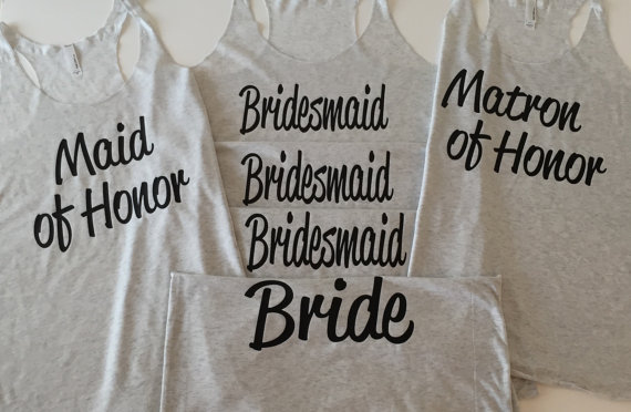 Mariage - Wedding Party Shirts (6), Bachelorette Party Tanks, Bride Tank Top, Bridesmaid Shirt, Bridesmaid Tanks.