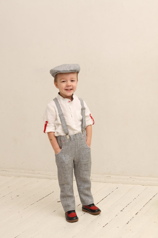 Boys Linen Pants And Suspenders Wedding Party Set Family Photo Prop