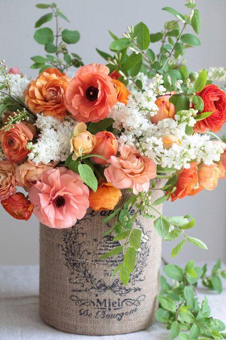 Hochzeit - Craft Of The Week: Burlap Vase From A Coffee Can