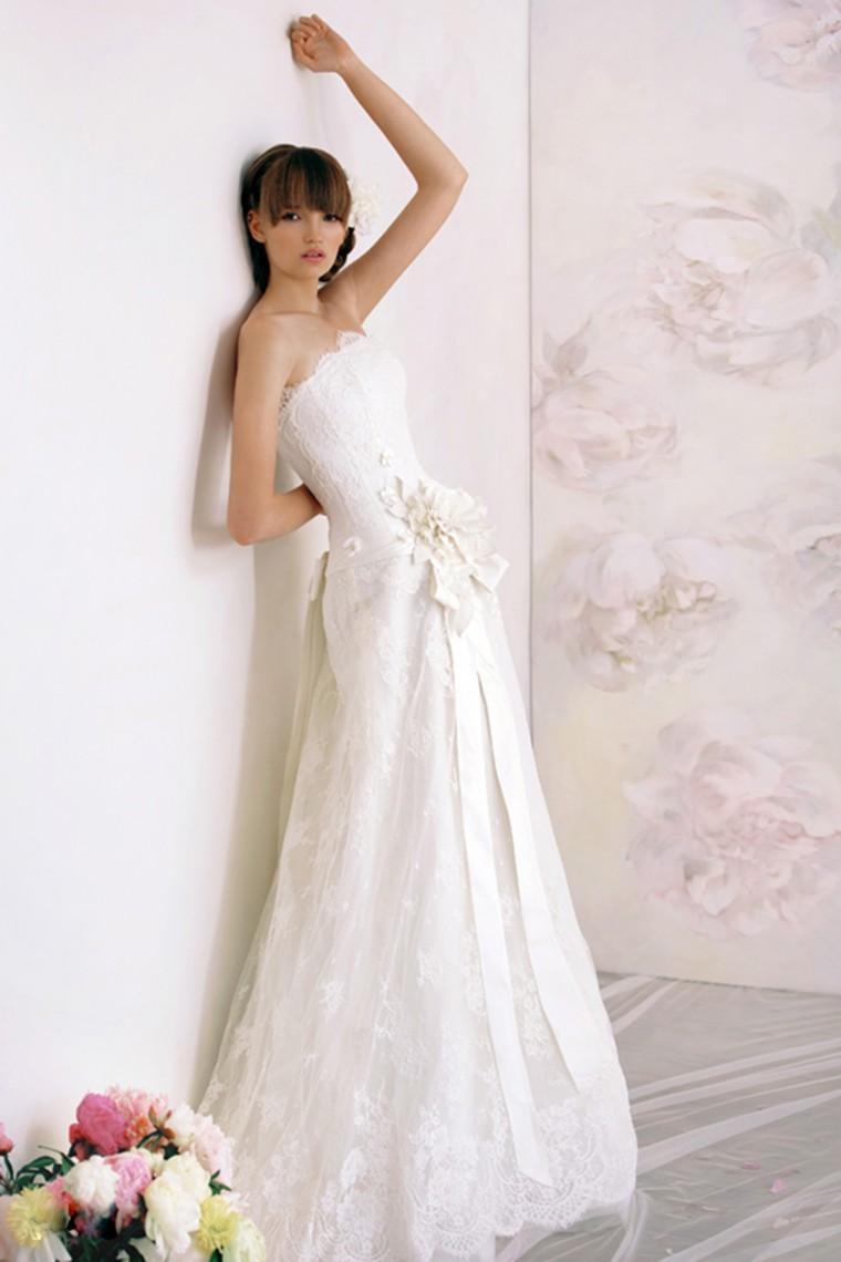 Wedding - Charming Wedding Dresses With Wrap Bridal Gown Strapless Sash Spring Garden Lace Elegant Custom Made Bow Plus Size Ball Gowns Wedding Online with $127.28/Piece on Hjklp88's Store 