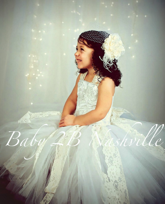 Mariage - White Flower Girl Dress Satin Rosette Flower Girl Dress Wedding Flower Girl Dress  Baby to Girls 10
