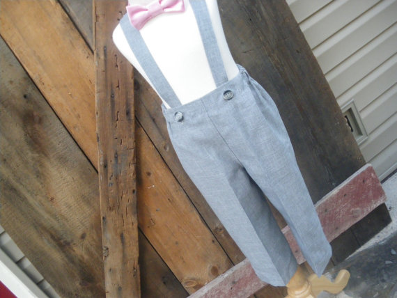 Mariage - Boys suspender pants, grey suspender pants, wedding, ring bearer, availabe to order 12mo to 5t
