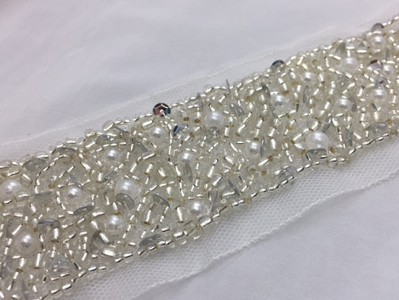 Mariage - 1yd Pearl Sequin Trimming Bridal Belt Costume Cake Banding Beautiful