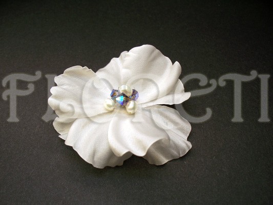 زفاف - White Silk Rose Hair Flower Bridal Clip Something Blue -Ready Made