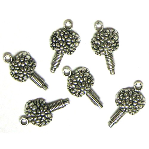 Mariage - 6 Silver Plated Bouquet Charms Bouquets Flowers Wedding