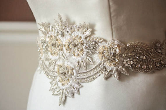 زفاف - Ivory bridal sash -  Jard  (Made to Order)