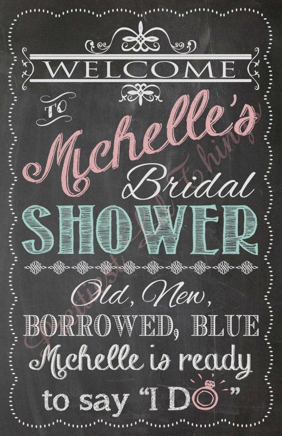 Mariage - Shabby Chic Vintage Chalkboard Welcome Sign Bridal or Baby Shower Wedding Birthday Digital File DIY