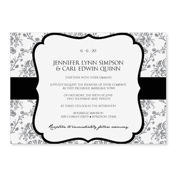 Mariage - INSTANT DOWNLOAD - Wedding Invitation Template - Victorian Damask (Black) 5 x 7 - Microsoft Word Format