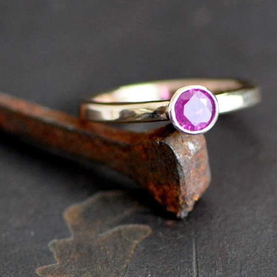Wedding - ruby ring, 14k gold ring with faceted ruby,  July Birthstone, Alternative engagement size 4.5