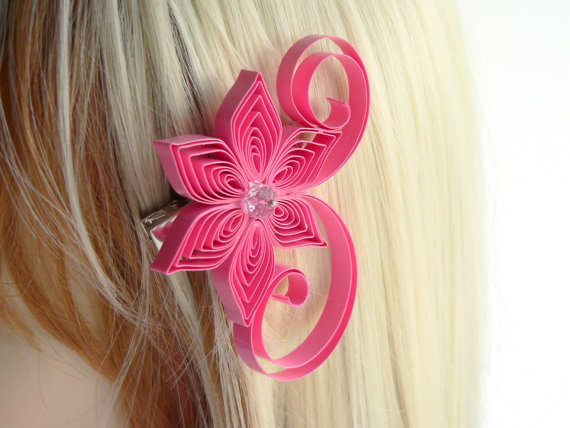 زفاف - Pink Hair Flowers Wedding, Bubble Gum Pink Wedding Hair Clip, Bubble Gum Wedding Hair Accessory