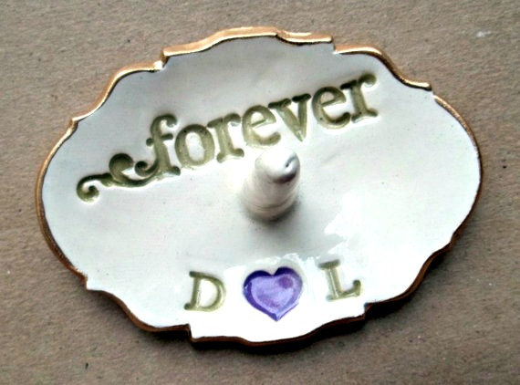 Hochzeit - Personalized Ceramic Engagement Ring Holder MADE TO ORDER