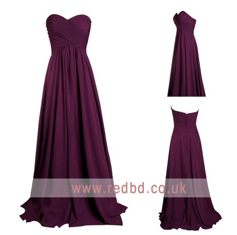 زفاف - Plum Long Bridesmaid Dress in RedBD