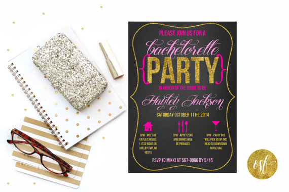 Mariage - Glitter Girl // Bachelorette Party Invitation - Customizable and PRINTABLE