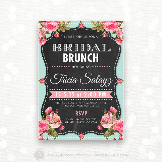 Hochzeit - Printable Bridal Shower Invitation, Bridal Brunch, Bridal Tea Party Invite Chalkboard Shower the Bride Editable INSTANT DOWNLOAD Digital PDF