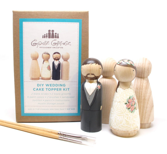Wedding - Cake Topper Wedding Cake Topper Wooden Cake Topper Kit Extra Couple Do-It-Yourself Custom Wedding Cake Topper Fair Trade Dolls Goose Grease