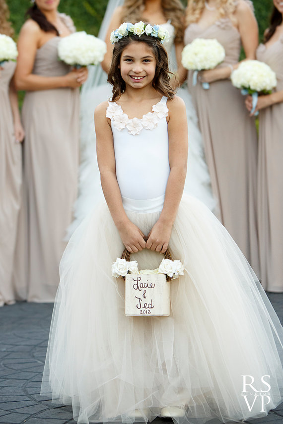 Hochzeit - nude flower girl dress, Flower girl dresses, tulle skirt, flower girl tutu, elegant tutu, long tutu