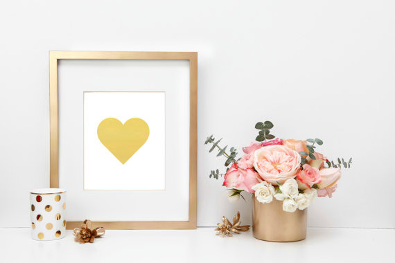 Mariage - Gold Foil Heart Instant Download For Weddings and Wall Art